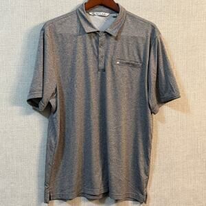 Travis Mathew Mens XXL Performance Polo Grey Chest Pocket